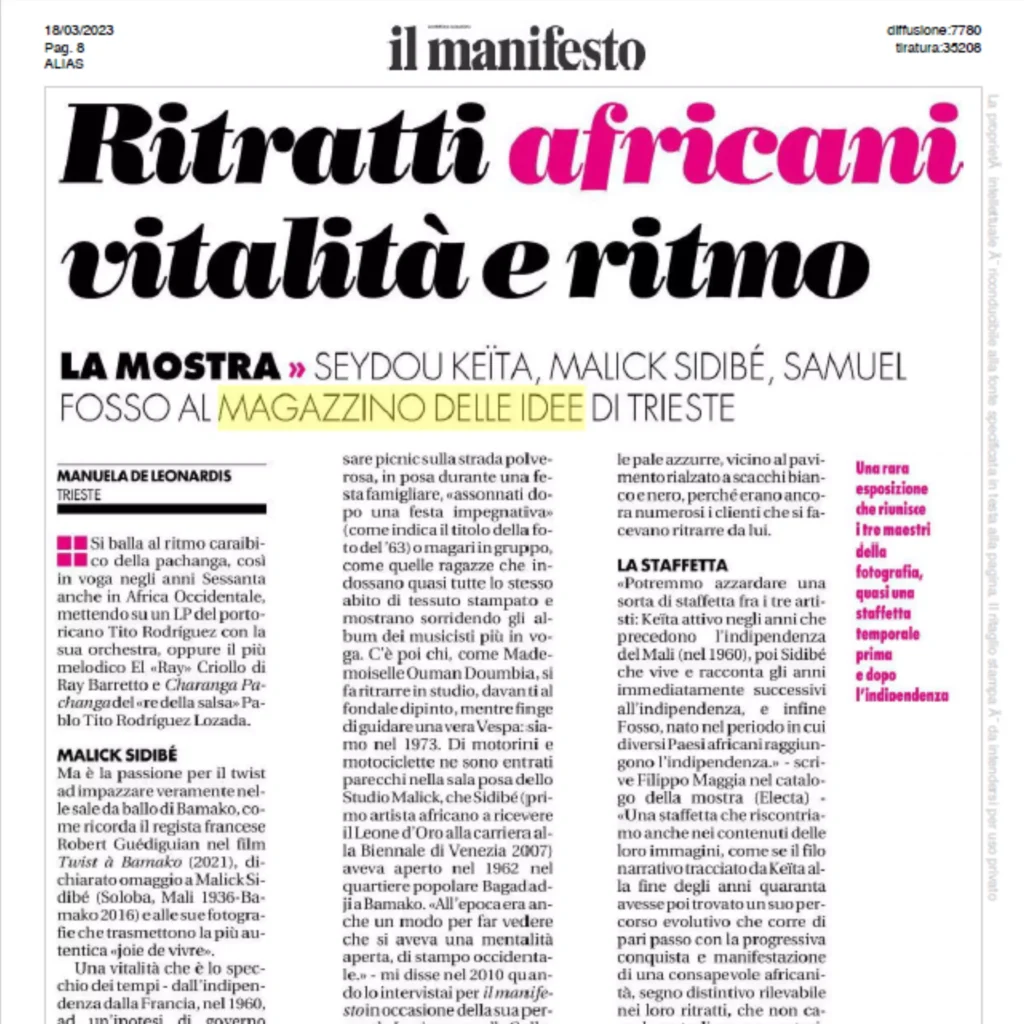 Ritratti africani articolo de il Manifesto